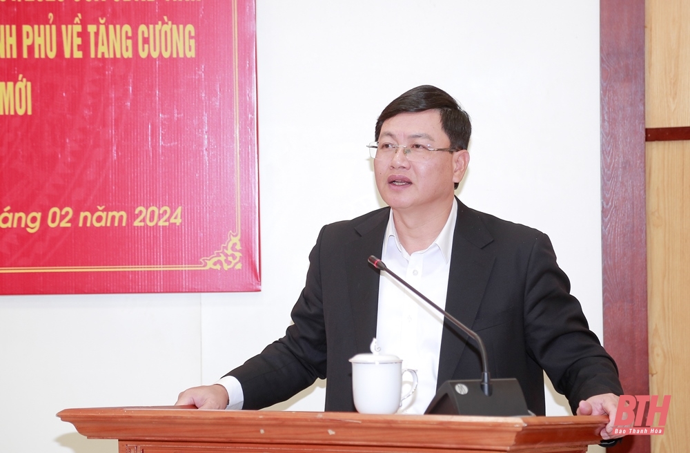 Phó Chủ tịch UBND tỉnh Mai Xuân Liêm phát biểu kết luận hội nghị (Ảnh Báo Thanh Hóa)