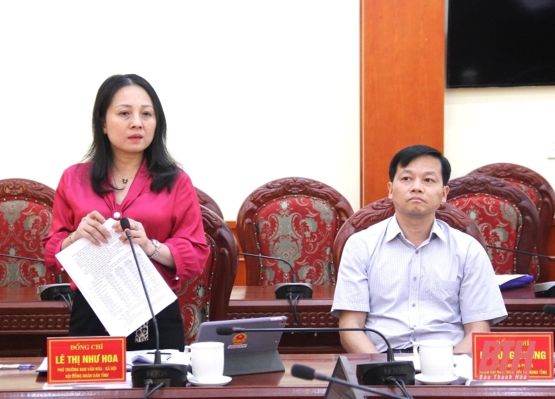 Lãnh đạo Ban Văn hóa - Xã hội HĐND tỉnh phát biểu tại buổi giám sát.