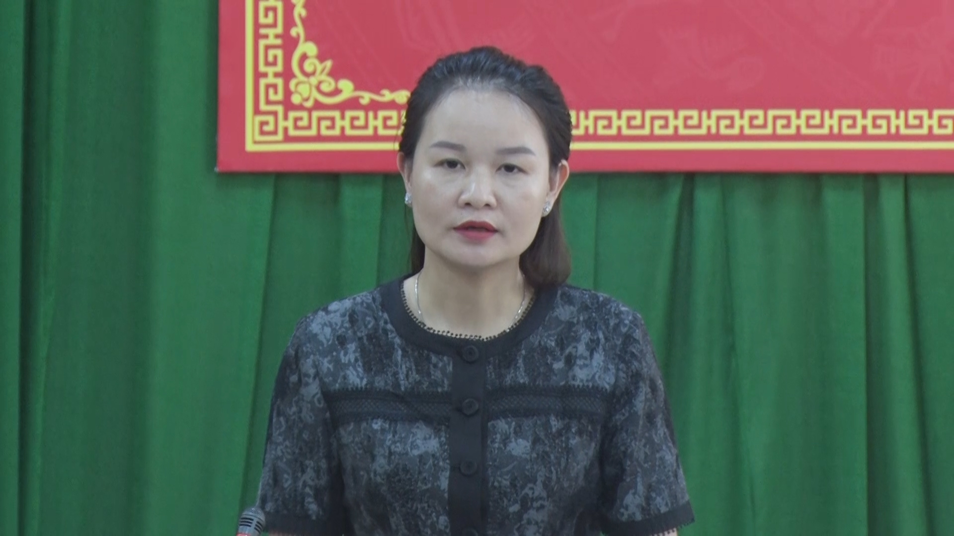 Đồng chí Hà Thị Hương - Tỉnh ủy viên, Bí thư Huyện ủy, Chủ tịch HĐND huyện Quan Hóa phát biểu tại Hội nghị.