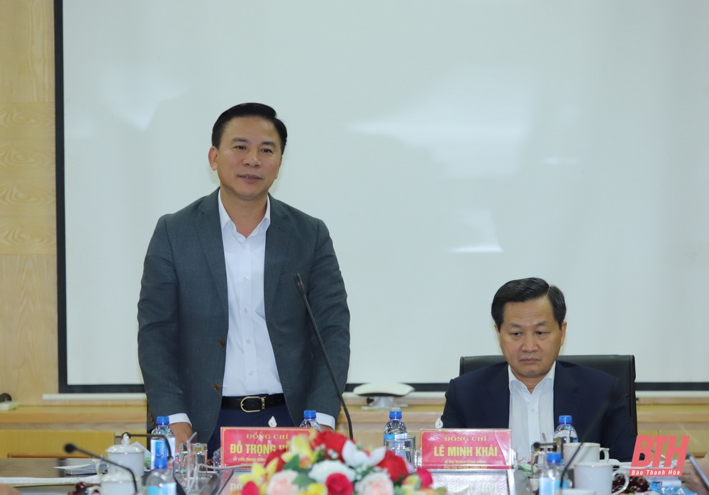 Bí thư Tỉnh ủy Đỗ Trọng Hưng phát biểu tại buổi làm việc.