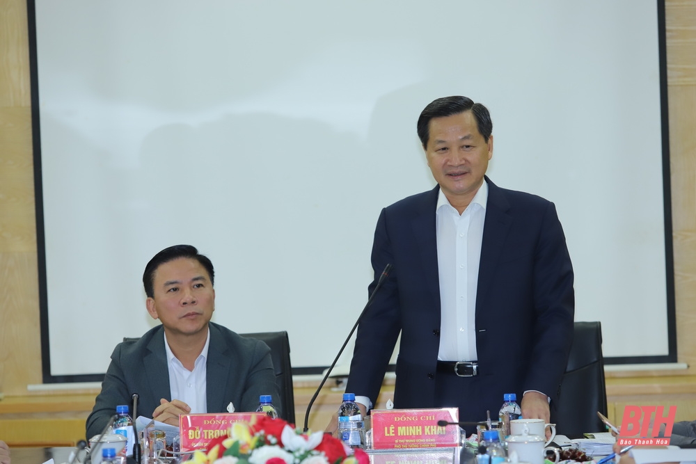 Phó Thủ tướng Lê Minh Khái phát biểu kết luận buổi làm việc.
