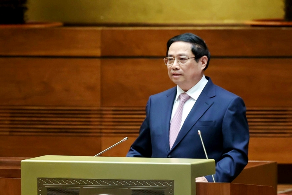 Thủ tướng Chính phủ Phạm Minh Chính phát biểu. Ảnh: VIẾT CHUNG (báo QĐND).